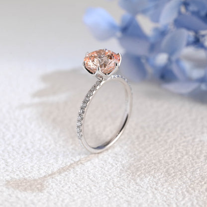 CausYou round cut diamond engagement ring Solid Gold Round Cut Pink Lab Diamond Engagement Ring | Fancy Pink VS1 IGI Certified