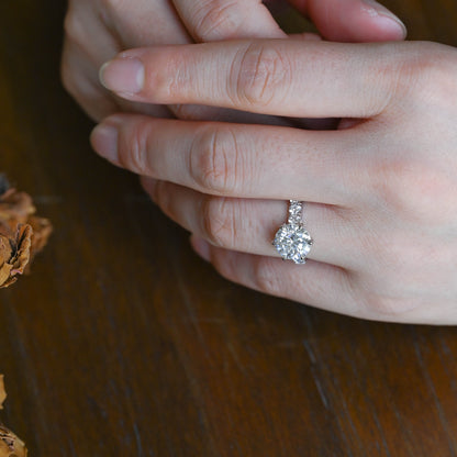 CausYou round cut moissanite engagement ring Solid Gold 3.5mm Width Round Cut Moissanite Engagement Ring