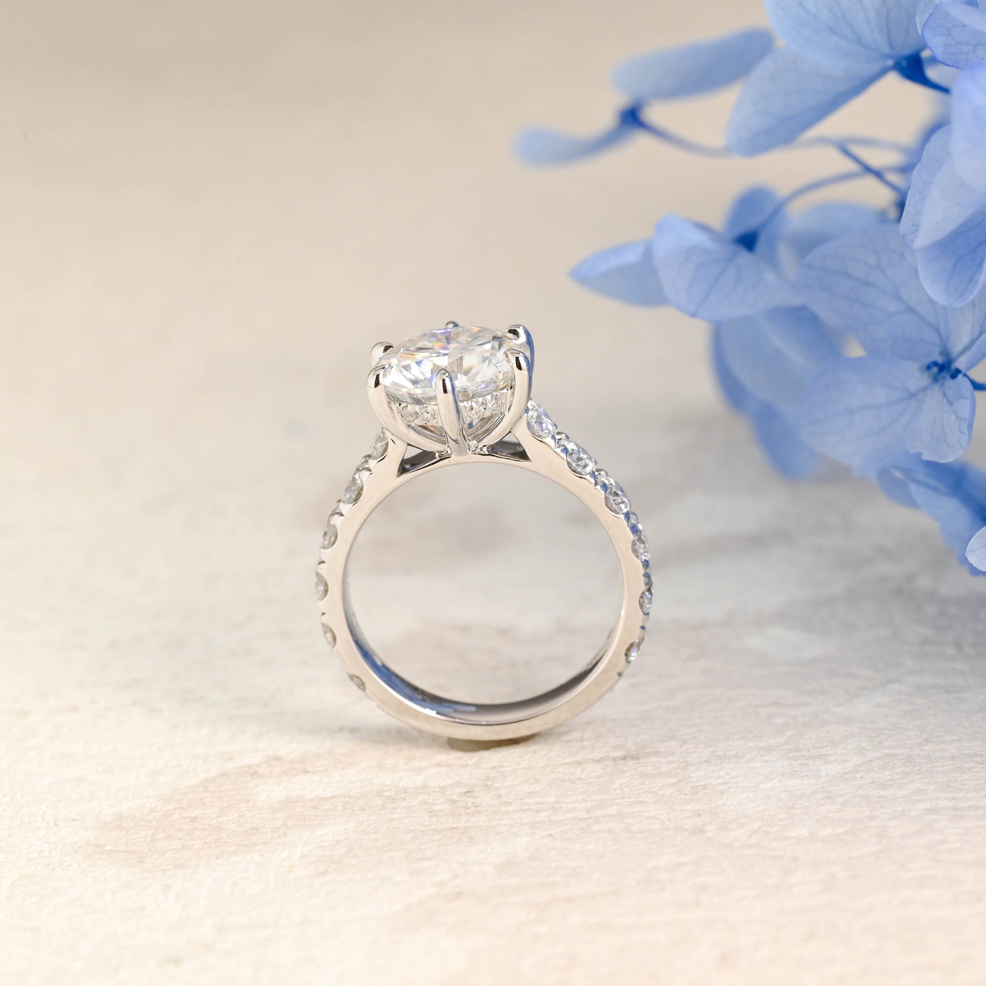 CausYou round cut moissanite engagement ring Solid Gold 3.5mm Width Round Cut Moissanite Engagement Ring