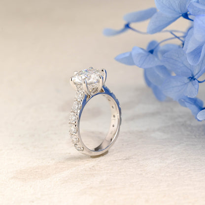 CausYou round cut moissanite engagement ring Solid Gold 3.5mm Width Round Cut Moissanite Engagement Ring