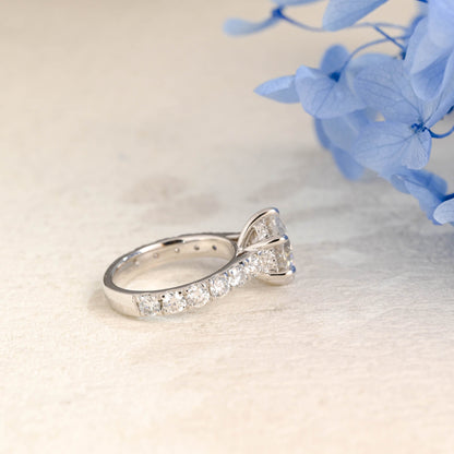 CausYou round cut moissanite engagement ring Solid Gold 3.5mm Width Round Cut Moissanite Engagement Ring