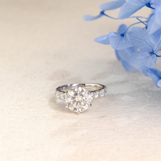 CausYou round cut moissanite engagement ring Solid Gold 3.5mm Width Round Cut Moissanite Engagement Ring