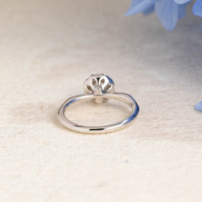 CausYou round cut moissanite engagement ring Solid Gold Cluster Round Cut Moissanite Engagement Ring