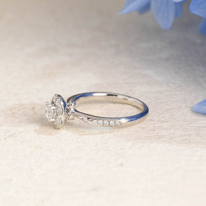 CausYou round cut moissanite engagement ring Solid Gold Cluster Round Cut Moissanite Engagement Ring