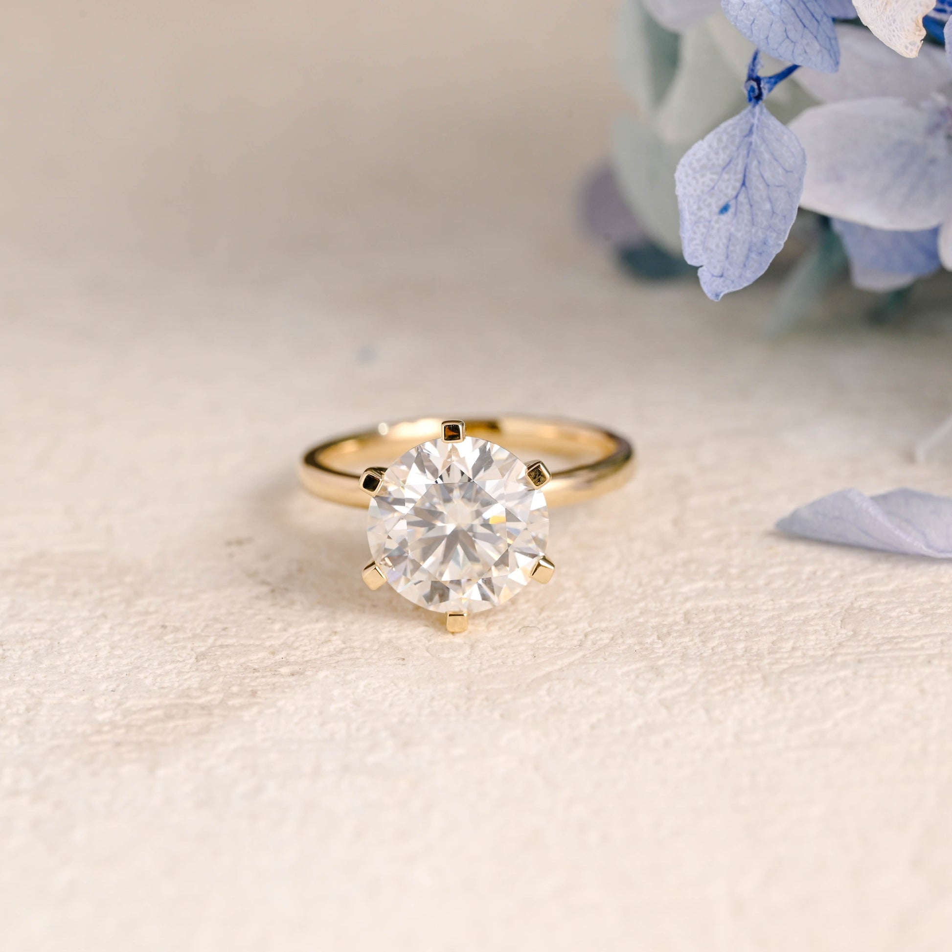 CausYou round cut moissanite engagement ring Solid Gold Round Cut Moissanite Engagement Ring