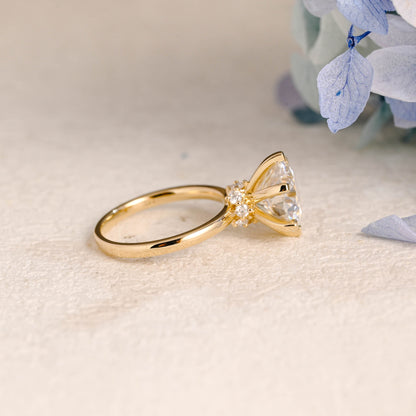 CausYou round cut moissanite engagement ring Solid Gold Round Cut Moissanite Engagement Ring