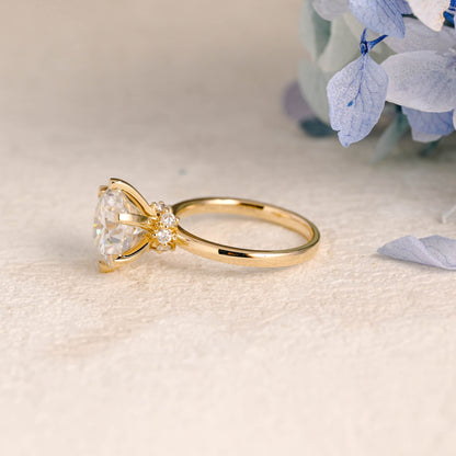CausYou round cut moissanite engagement ring Solid Gold Round Cut Moissanite Engagement Ring
