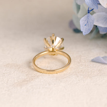 CausYou round cut moissanite engagement ring Solid Gold Round Cut Moissanite Engagement Ring