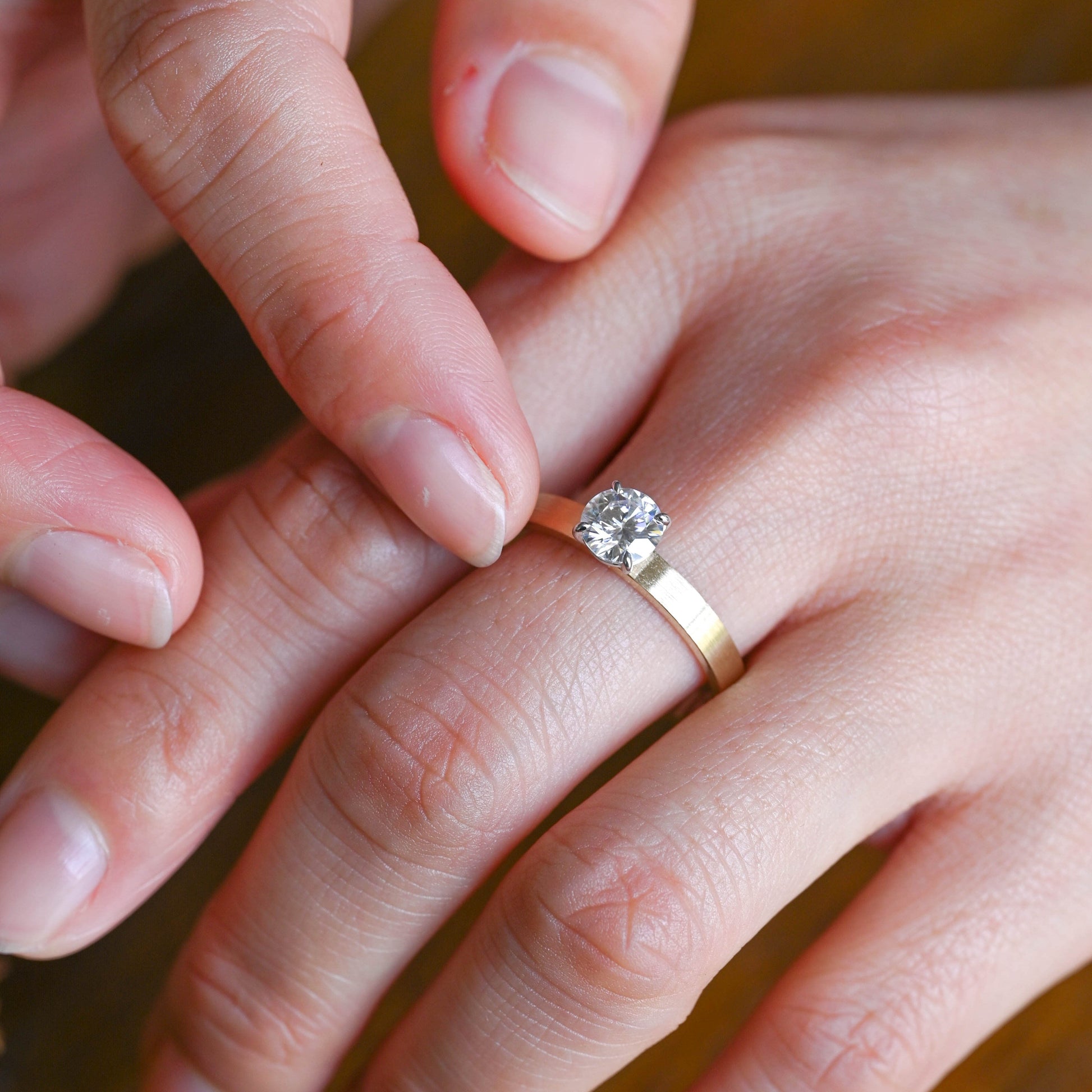 CausYou round cut moissanite engagement ring Solid Gold Round Cut Moissanite Engagement Ring