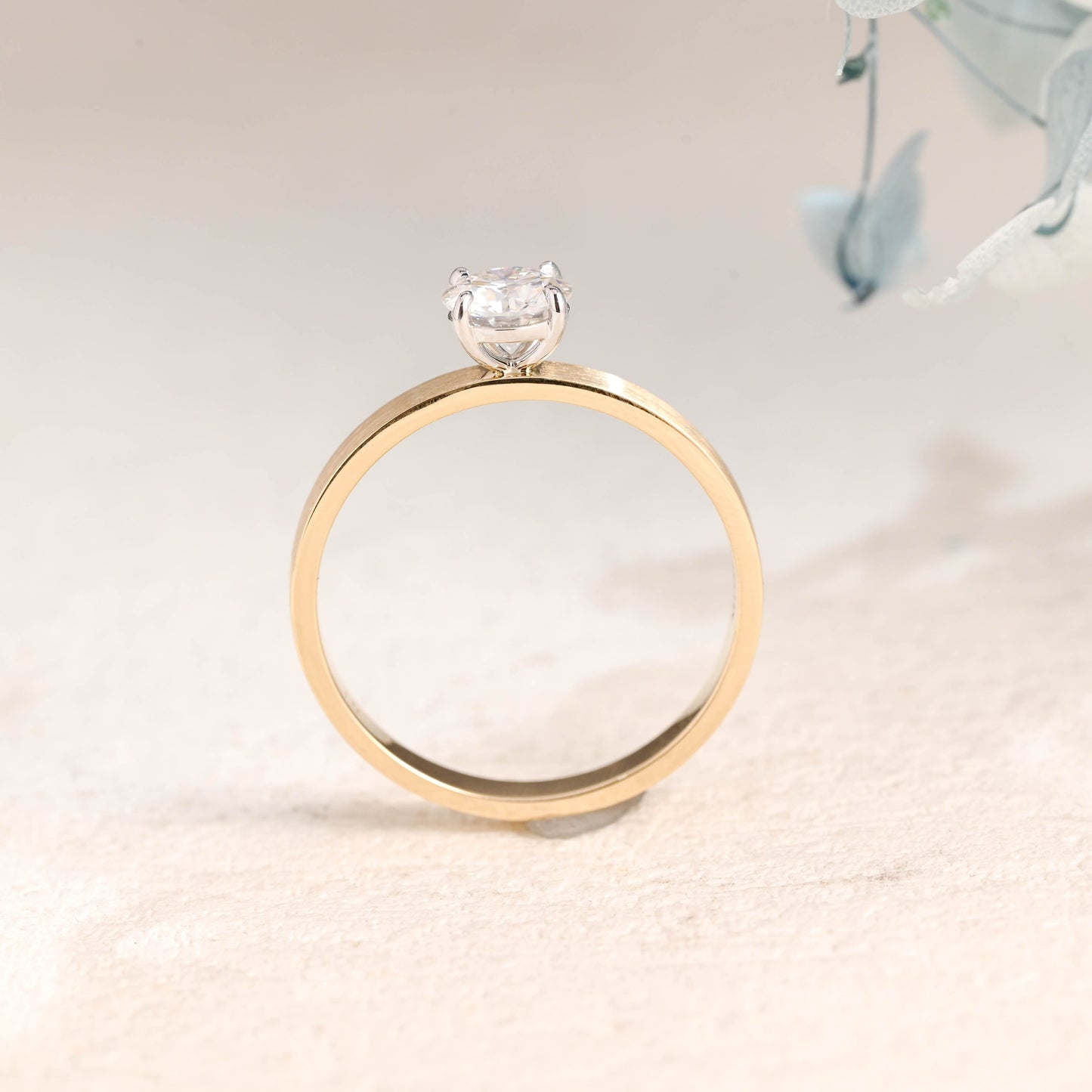 CausYou round cut moissanite engagement ring Solid Gold Round Cut Moissanite Engagement Ring