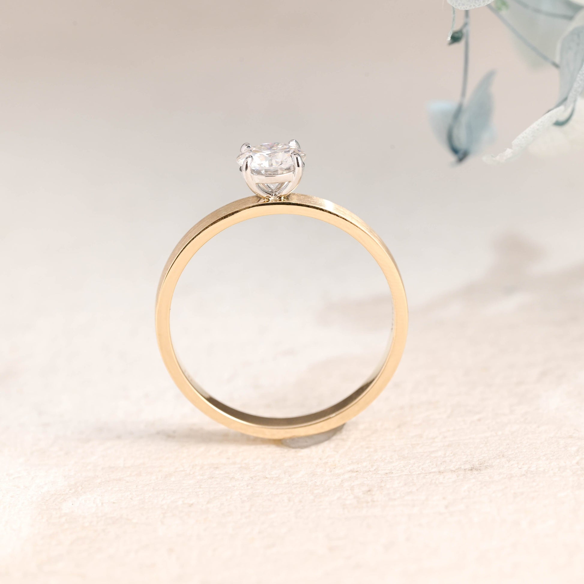 CausYou round cut moissanite engagement ring Solid Gold Round Cut Moissanite Engagement Ring