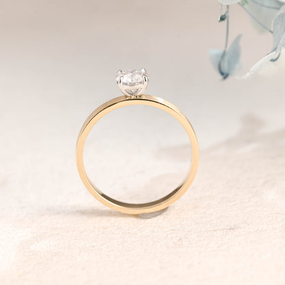 CausYou round cut moissanite engagement ring Solid Gold Round Cut Moissanite Engagement Ring