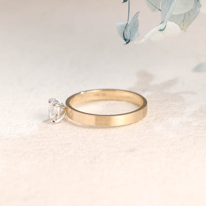 CausYou round cut moissanite engagement ring Solid Gold Round Cut Moissanite Engagement Ring
