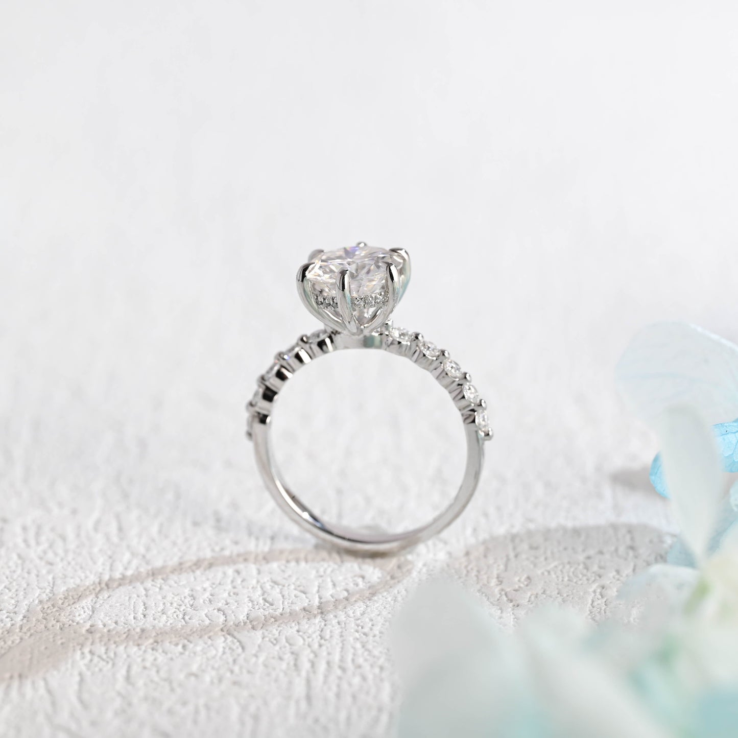 CausYou round cut moissanite engagement ring Solid Gold Round Cut Moissanite Engagement Ring Hidden Halo, Pave Ring