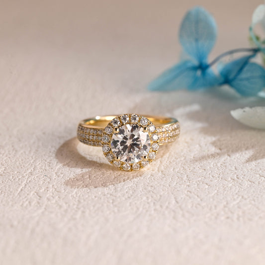 CausYou round cut moissanite engagement ring Solid Gold Round Cut Moissanite Engagement Ring, Proposal Ring, Vintage Wedding Ring for Women, Wife