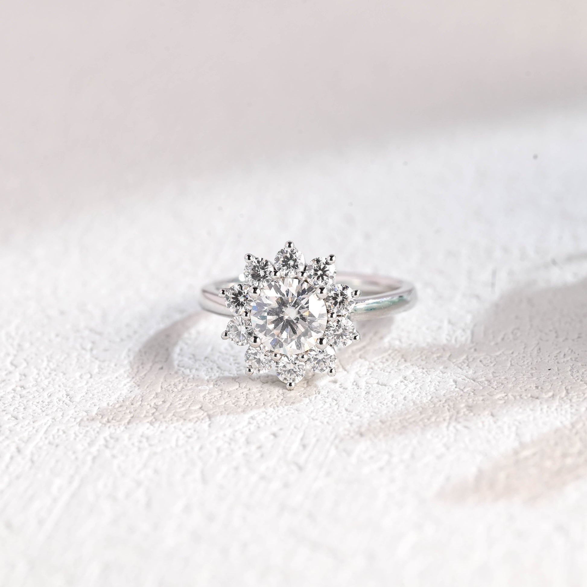 CausYou round cut moissanite engagement ring Solid Gold Round Cut Moissanite Engagement Ring, Snowflake Wedding Ring, Promise Ring, Gift for Women Wife