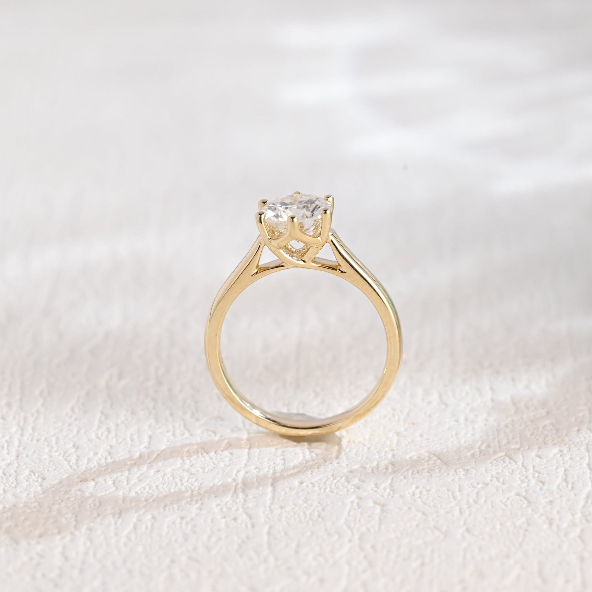 CausYou round cut moissanite engagement ring Solid Gold Round Cut Moissanite Engagement Ring, Solitaire Promise Ring, Proposal Ring, Gift for Woman, Wife