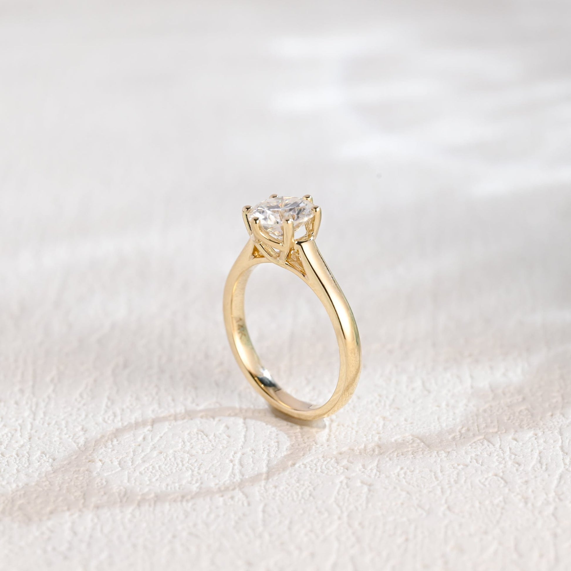 CausYou round cut moissanite engagement ring Solid Gold Round Cut Moissanite Engagement Ring, Solitaire Promise Ring, Proposal Ring, Gift for Woman, Wife