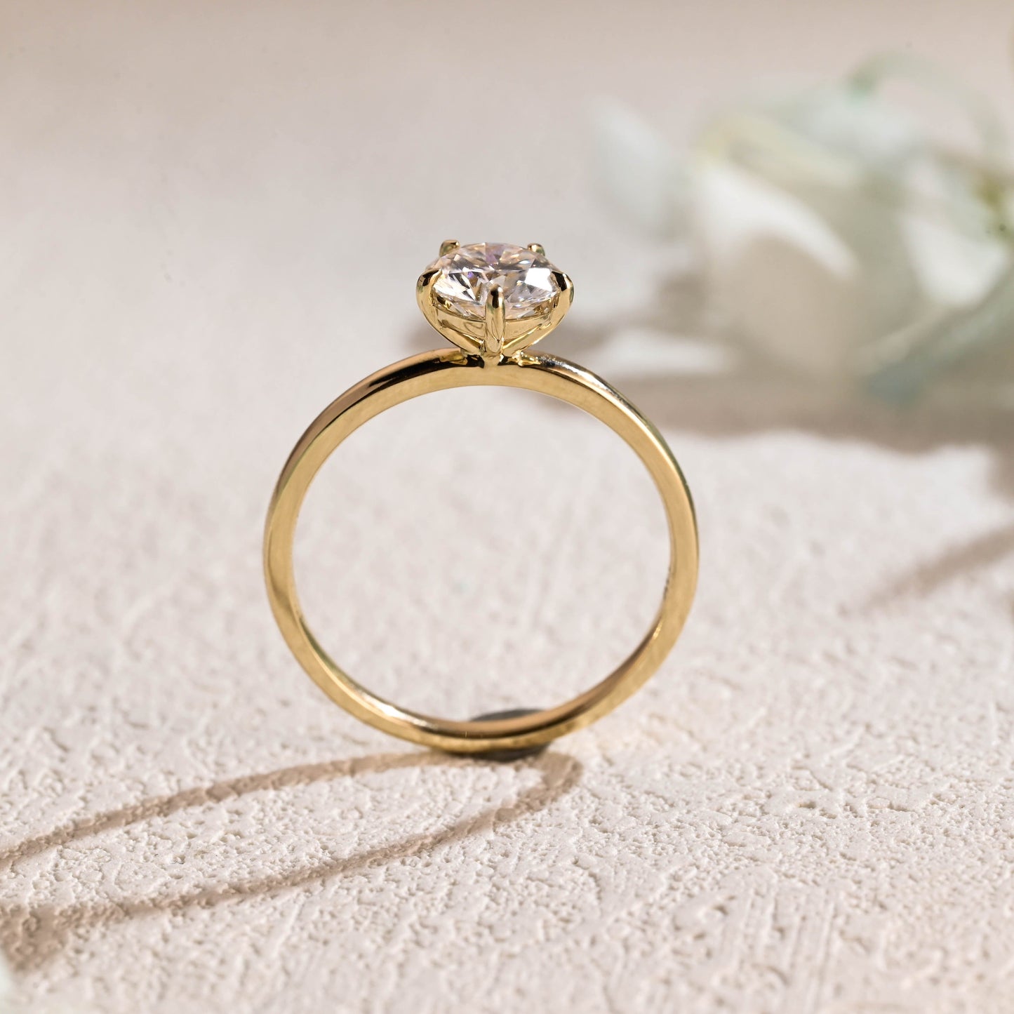 CausYou round cut moissanite engagement ring Solid Gold Round Cut Moissanite Engagement Ring, Solitaire Promise Ring, Proposal Ring, Gift for Women Wife