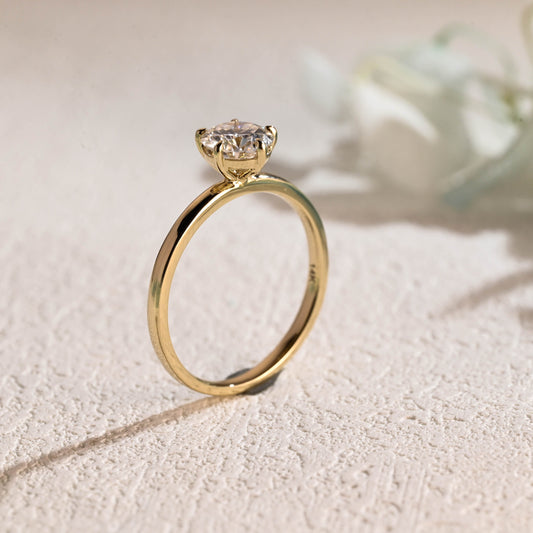 CausYou round cut moissanite engagement ring Solid Gold Round Cut Moissanite Engagement Ring, Solitaire Promise Ring, Proposal Ring, Gift for Women Wife