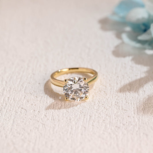 CausYou round cut moissanite engagement ring Solid Gold Round Cut Moissanite Engagement Ring, Solitaire Promise Ring, Wedding Ring, Gift for Women, Wife