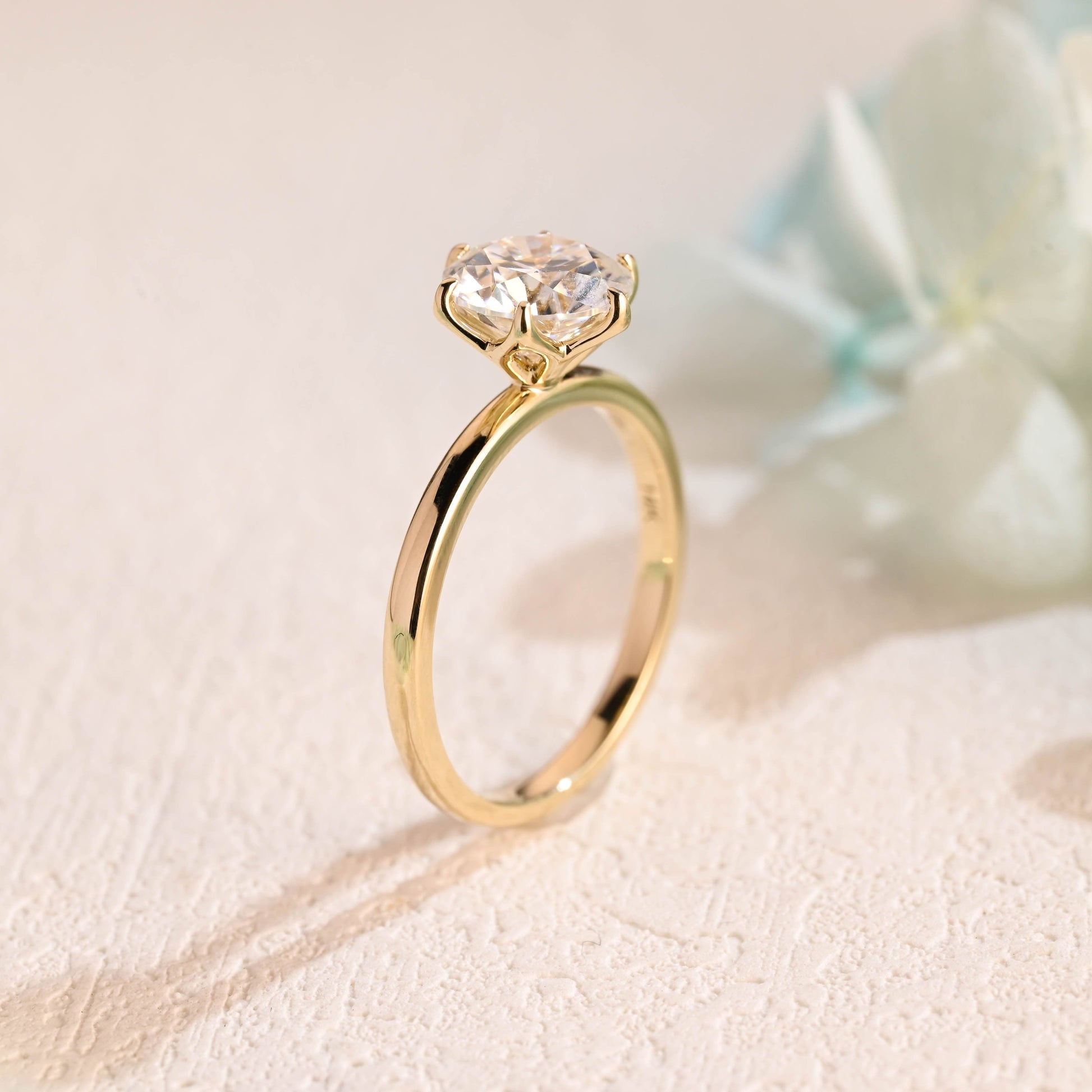 CausYou round cut moissanite engagement ring Solid Gold Round Cut Moissanite Engagement Ring, Solitaire Tulip Ring