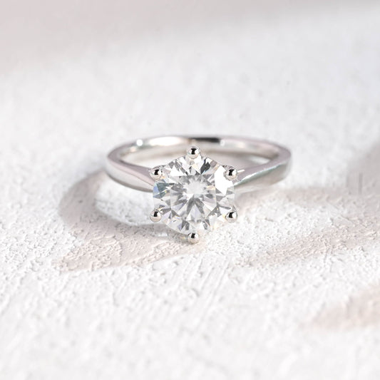 CausYou round cut moissanite engagement ring Solid Gold Round Cut Moissanite Engagement Ring, Solitaire Wedding Ring
