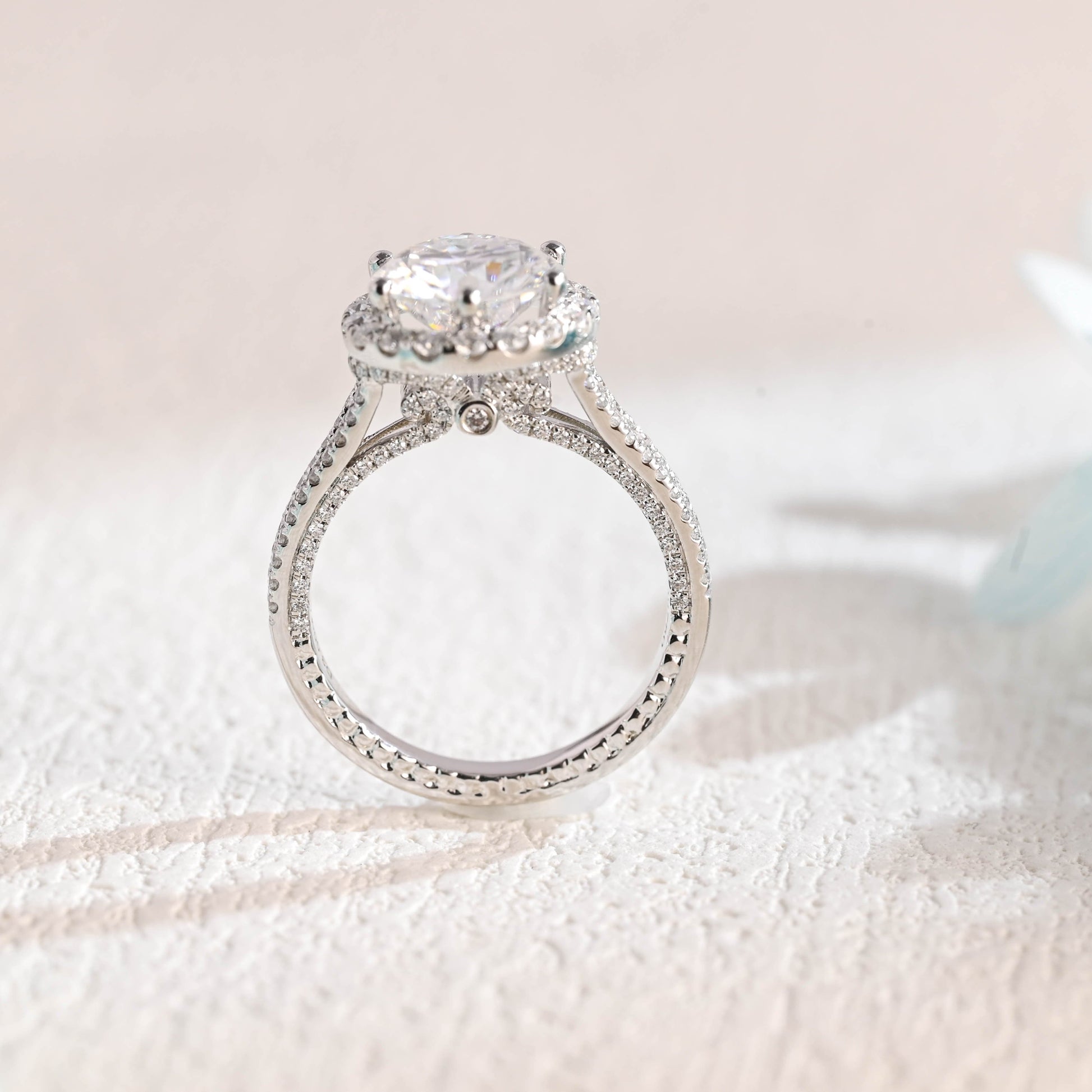 CausYou round cut moissanite engagement ring Solid Gold Round Cut Moissanite Engagement Ring, Vintage Promise Ring, Proposal Ring, Gift for Woman, Wife