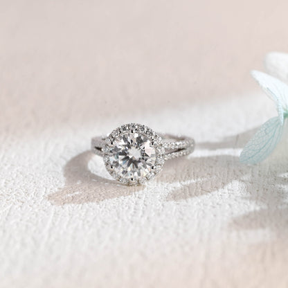 CausYou round cut moissanite engagement ring Solid Gold Round Cut Moissanite Engagement Ring, Vintage Promise Ring, Proposal Ring, Gift for Woman, Wife