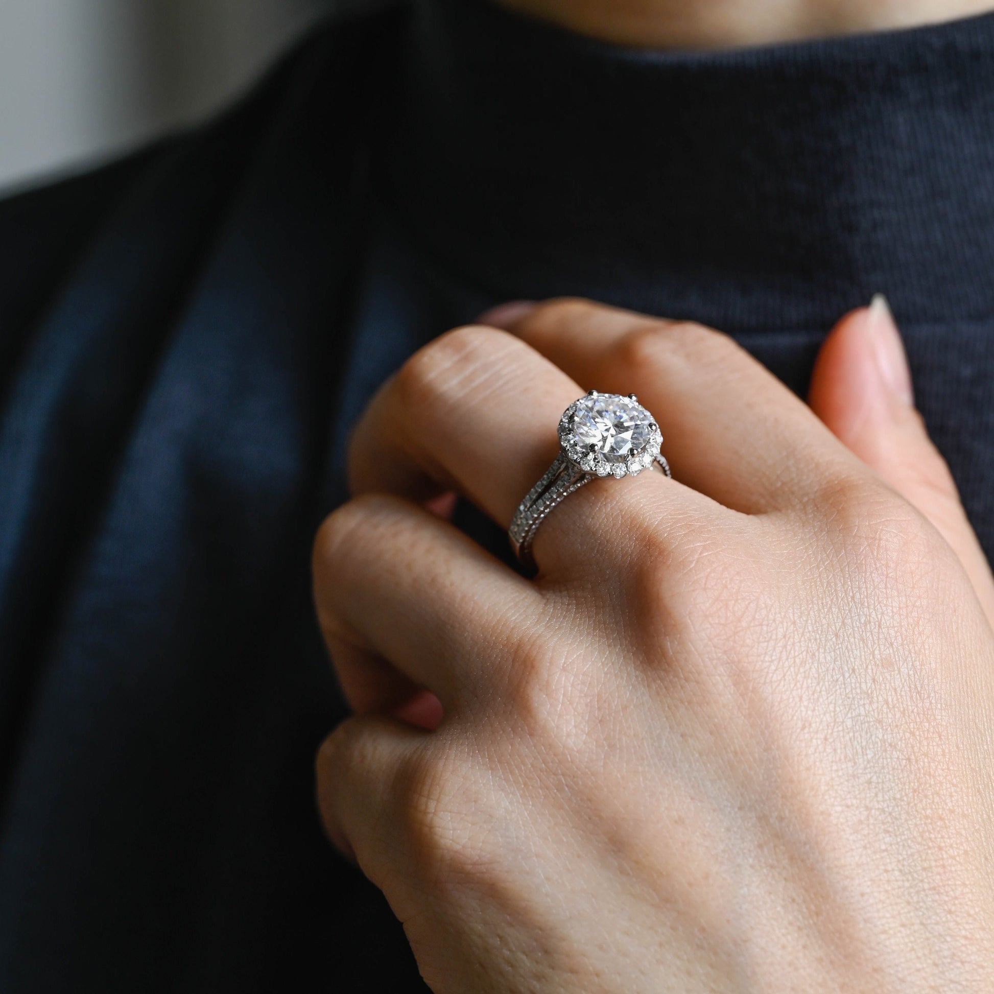 CausYou round cut moissanite engagement ring Solid Gold Round Cut Moissanite Engagement Ring, Vintage Promise Ring, Proposal Ring, Gift for Woman, Wife