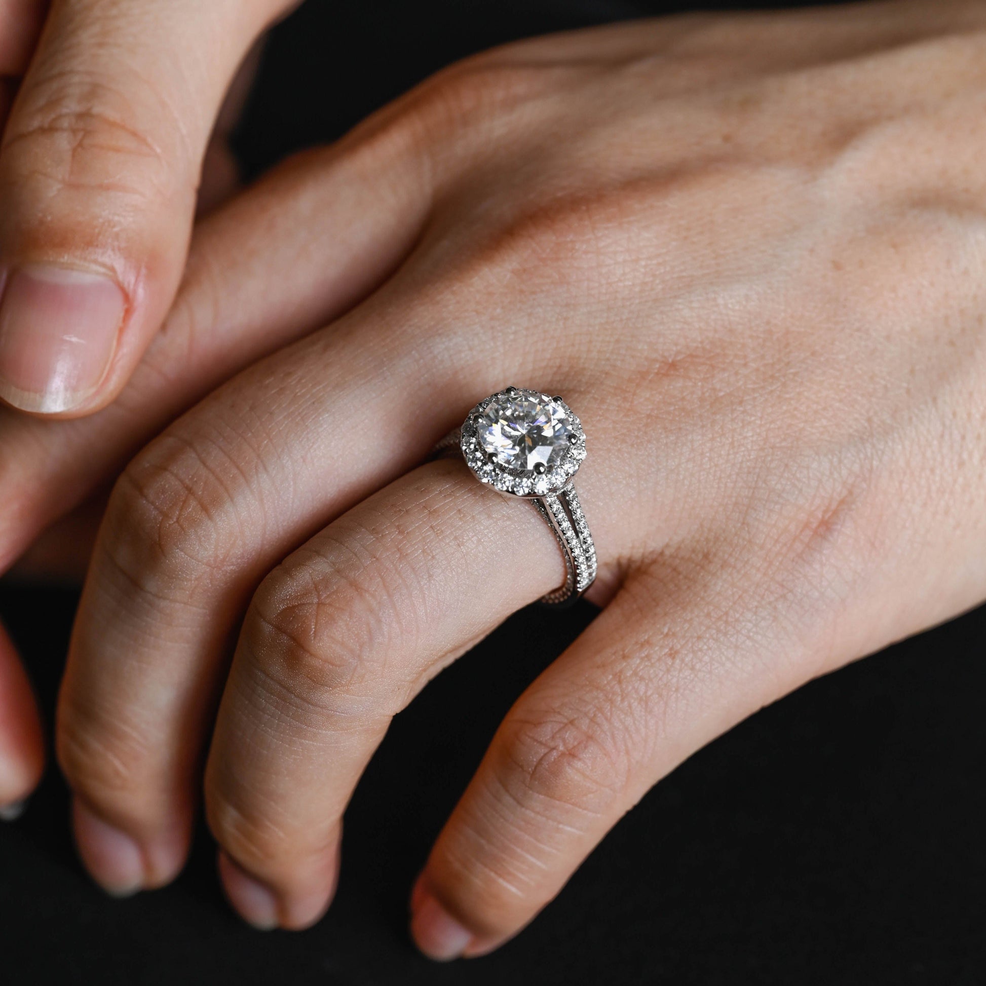 CausYou round cut moissanite engagement ring Solid Gold Round Cut Moissanite Engagement Ring, Vintage Promise Ring, Proposal Ring, Gift for Woman, Wife