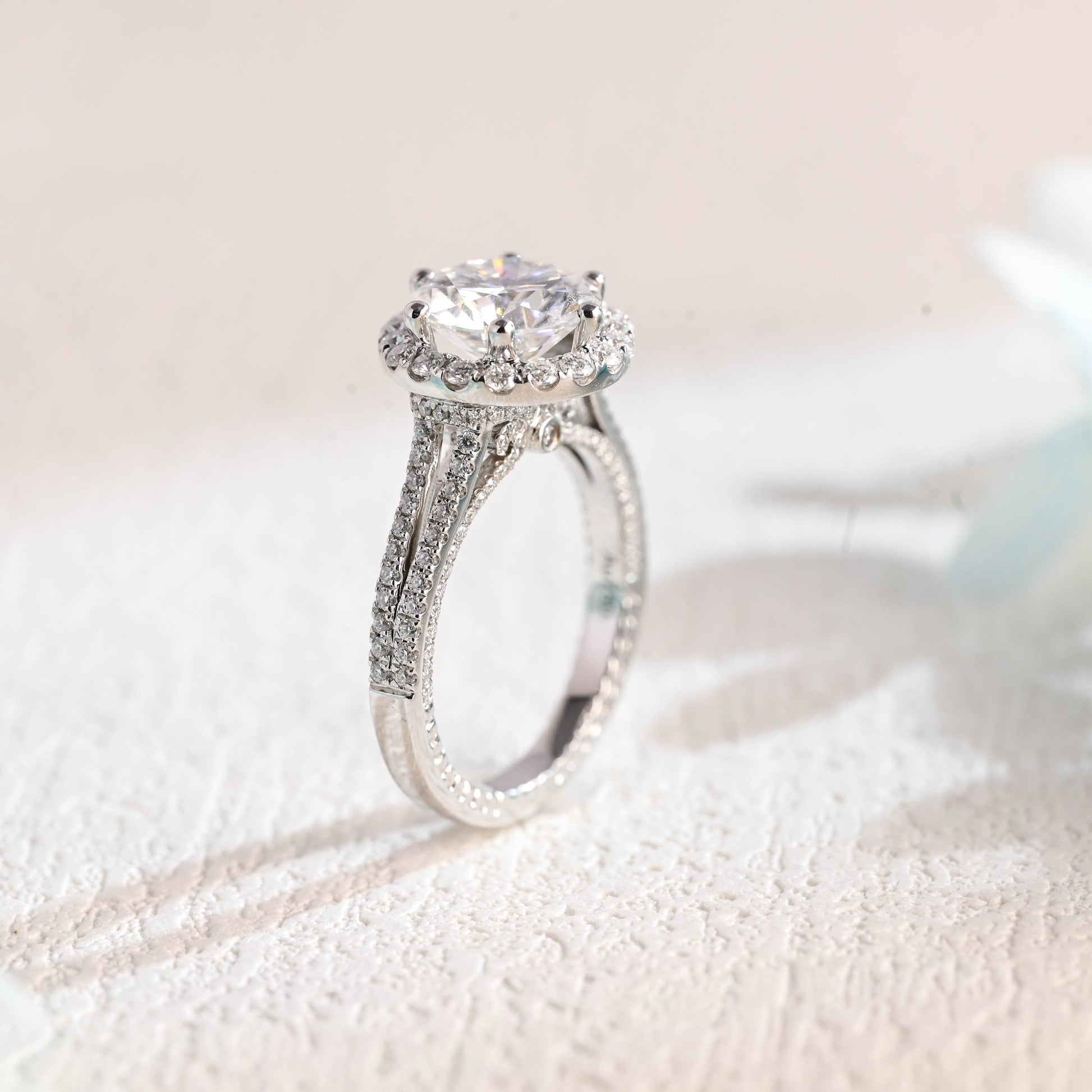 CausYou round cut moissanite engagement ring Solid Gold Round Cut Moissanite Engagement Ring, Vintage Promise Ring, Proposal Ring, Gift for Woman, Wife