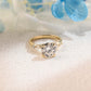 CausYou round cut moissanite engagement ring Solid Gold Round Moissanite Engagement Ring, Side Marquise Ring