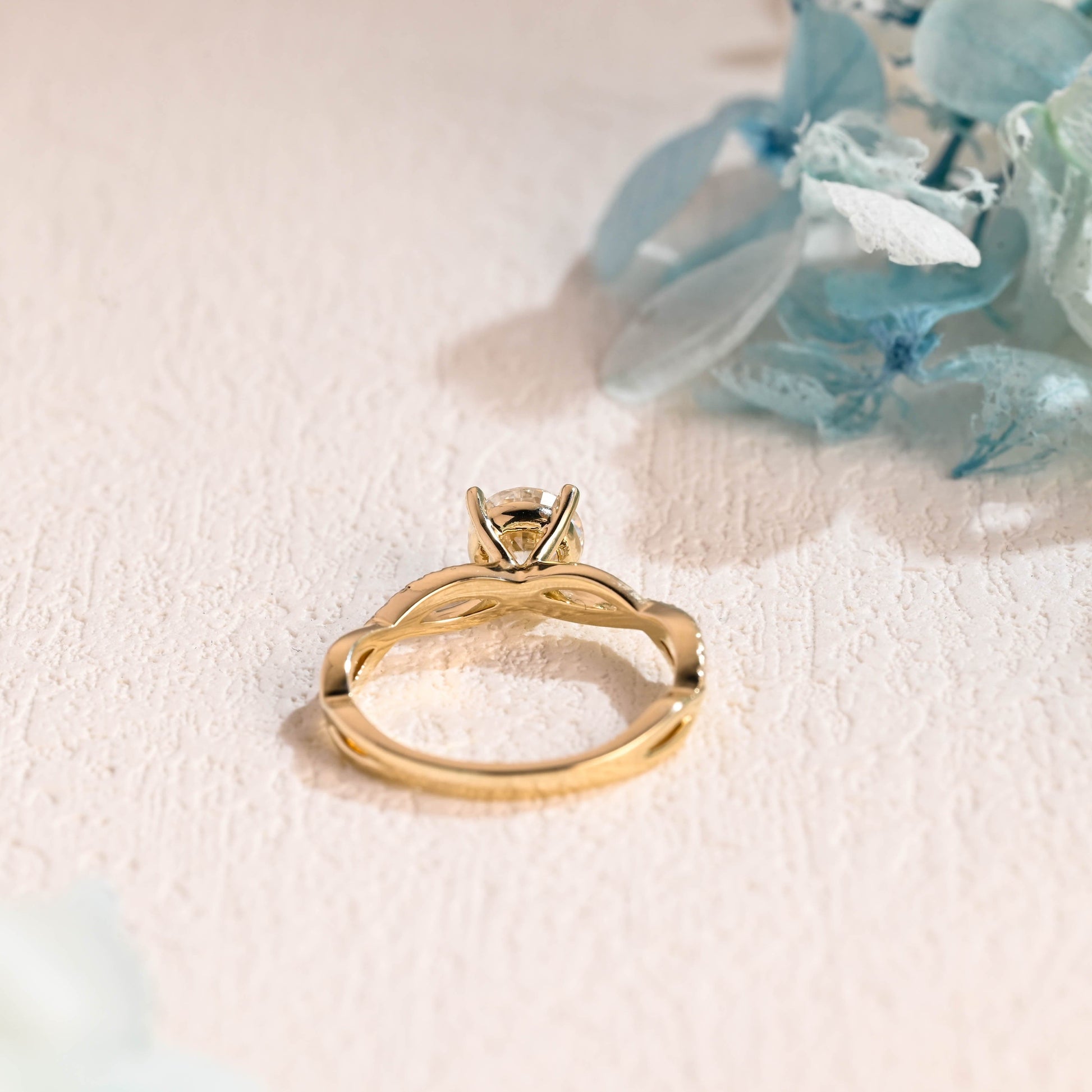 CausYou round cut moissanite engagement ring Solid Gold Round Moissanite Engagement Ring, Twisted Band Promise Ring, Proposal Ring, Gift for Women Wife