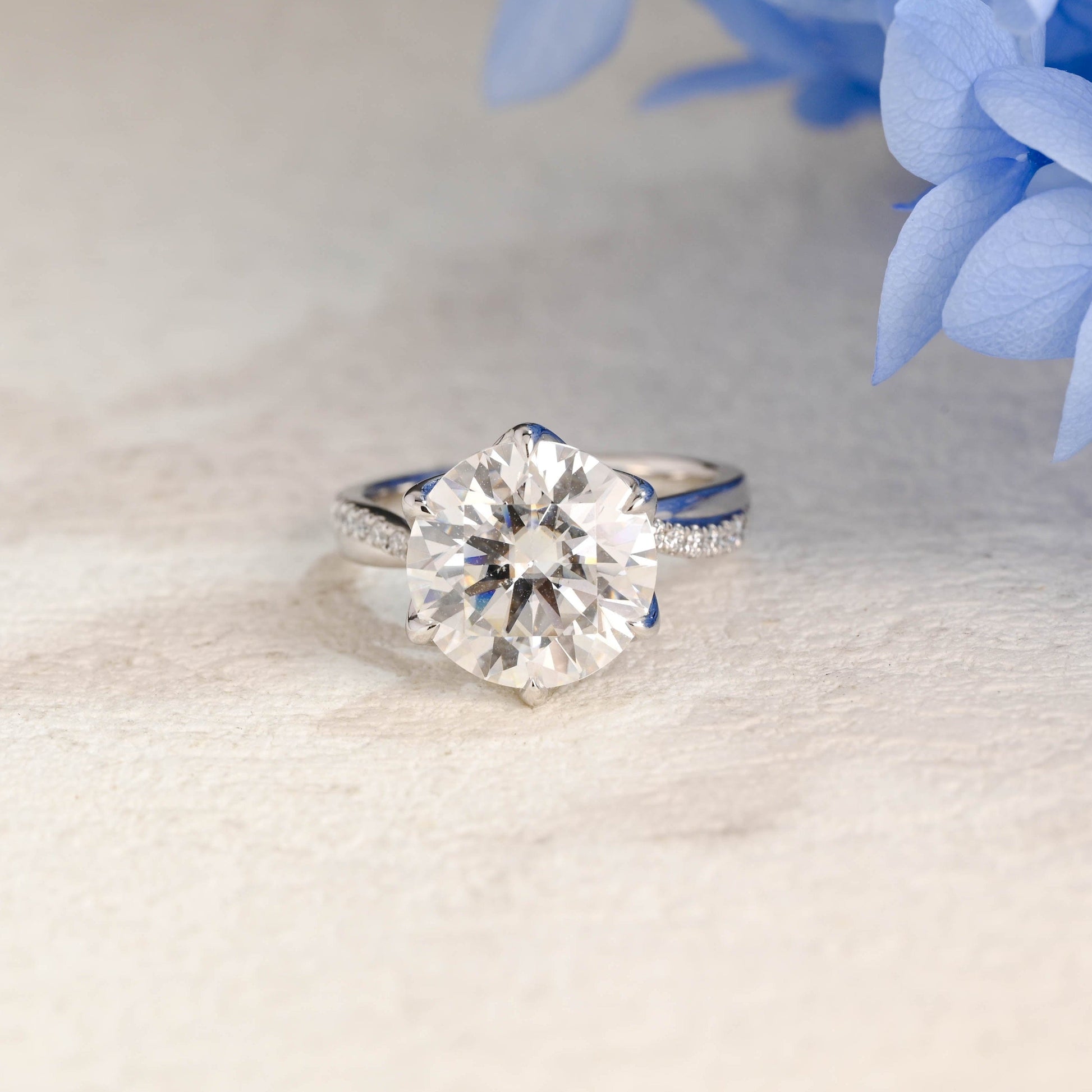 CausYou round cut moissanite engagement ring Solid Gold Twisted Band Round Cut Moissanite Engagement Ring