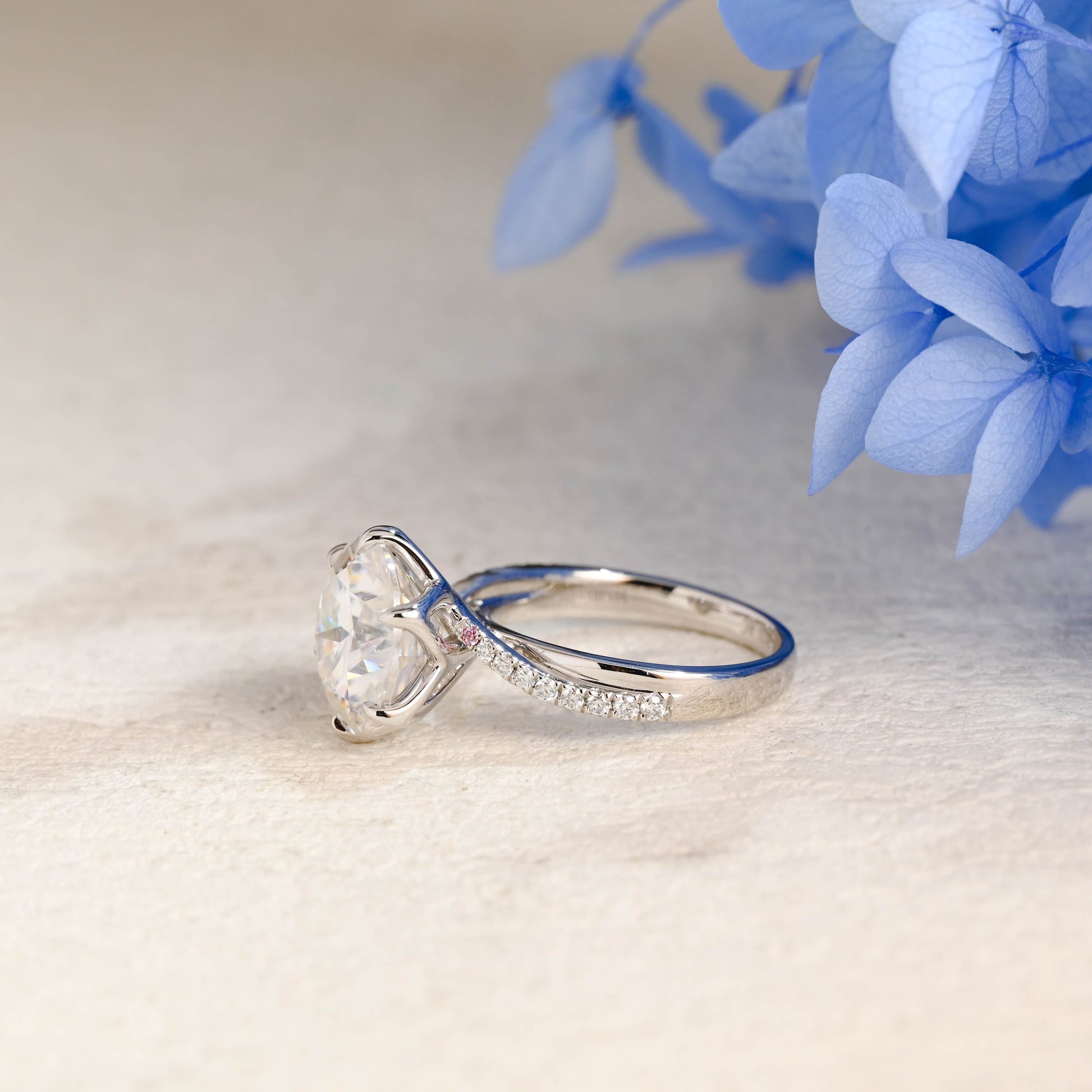 CausYou round cut moissanite engagement ring Solid Gold Twisted Band Round Cut Moissanite Engagement Ring