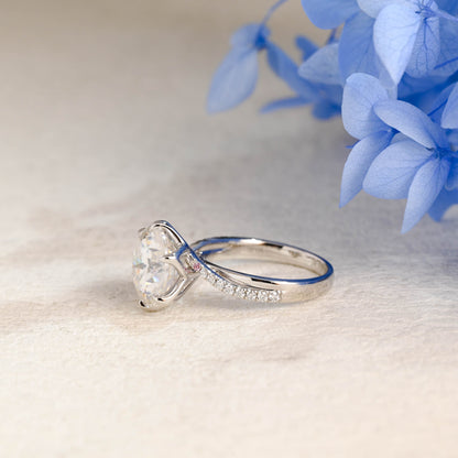 CausYou round cut moissanite engagement ring Solid Gold Twisted Band Round Cut Moissanite Engagement Ring