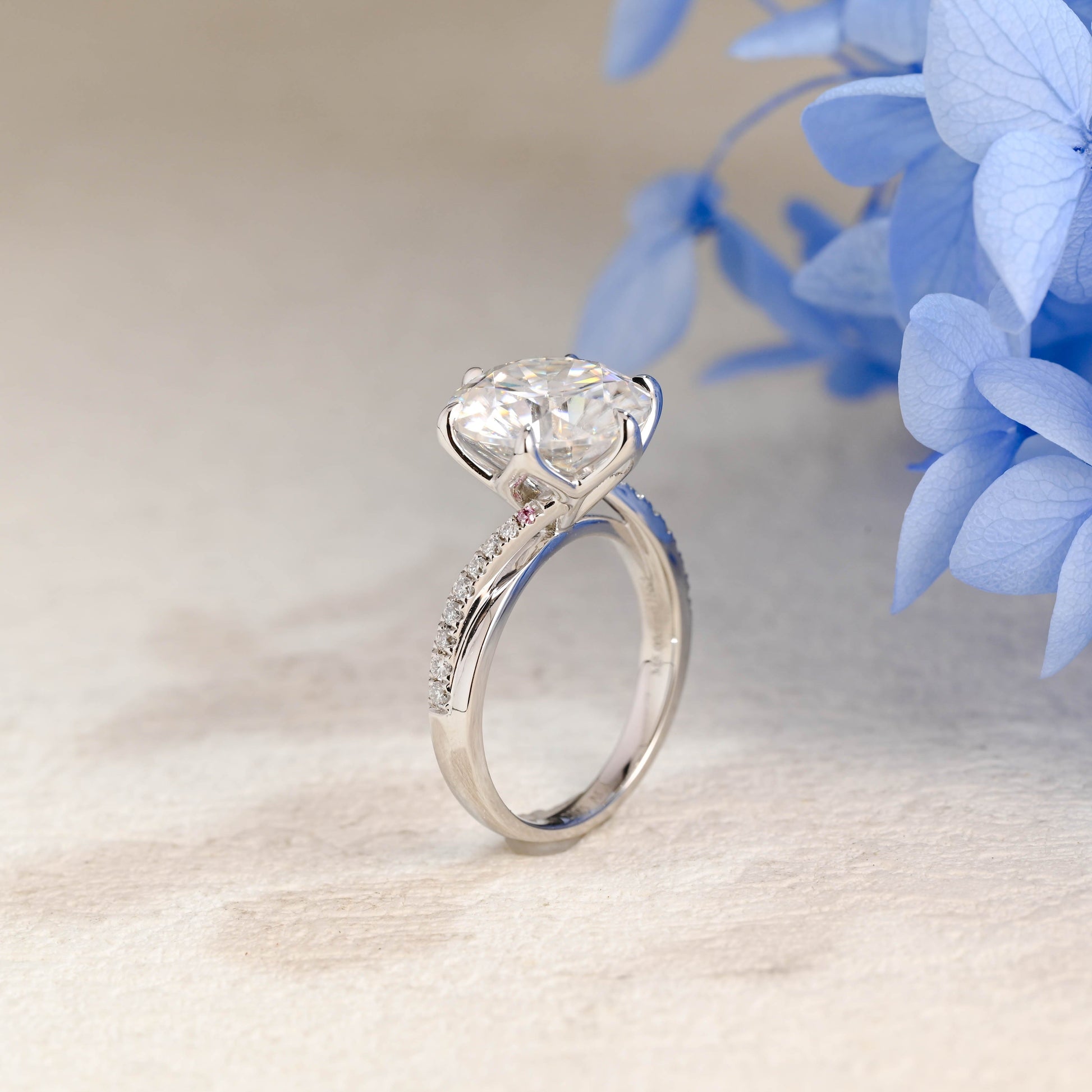 CausYou round cut moissanite engagement ring Solid Gold Twisted Band Round Cut Moissanite Engagement Ring