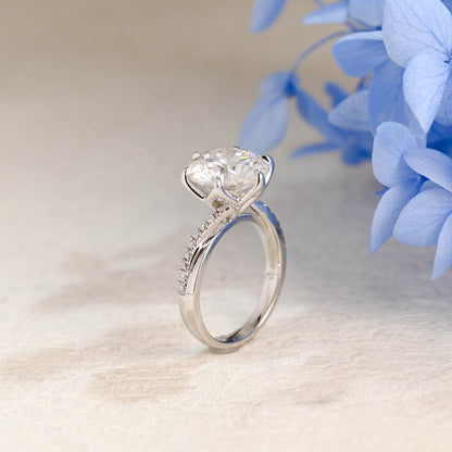 CausYou round cut moissanite engagement ring Solid Gold Twisted Band Round Cut Moissanite Engagement Ring