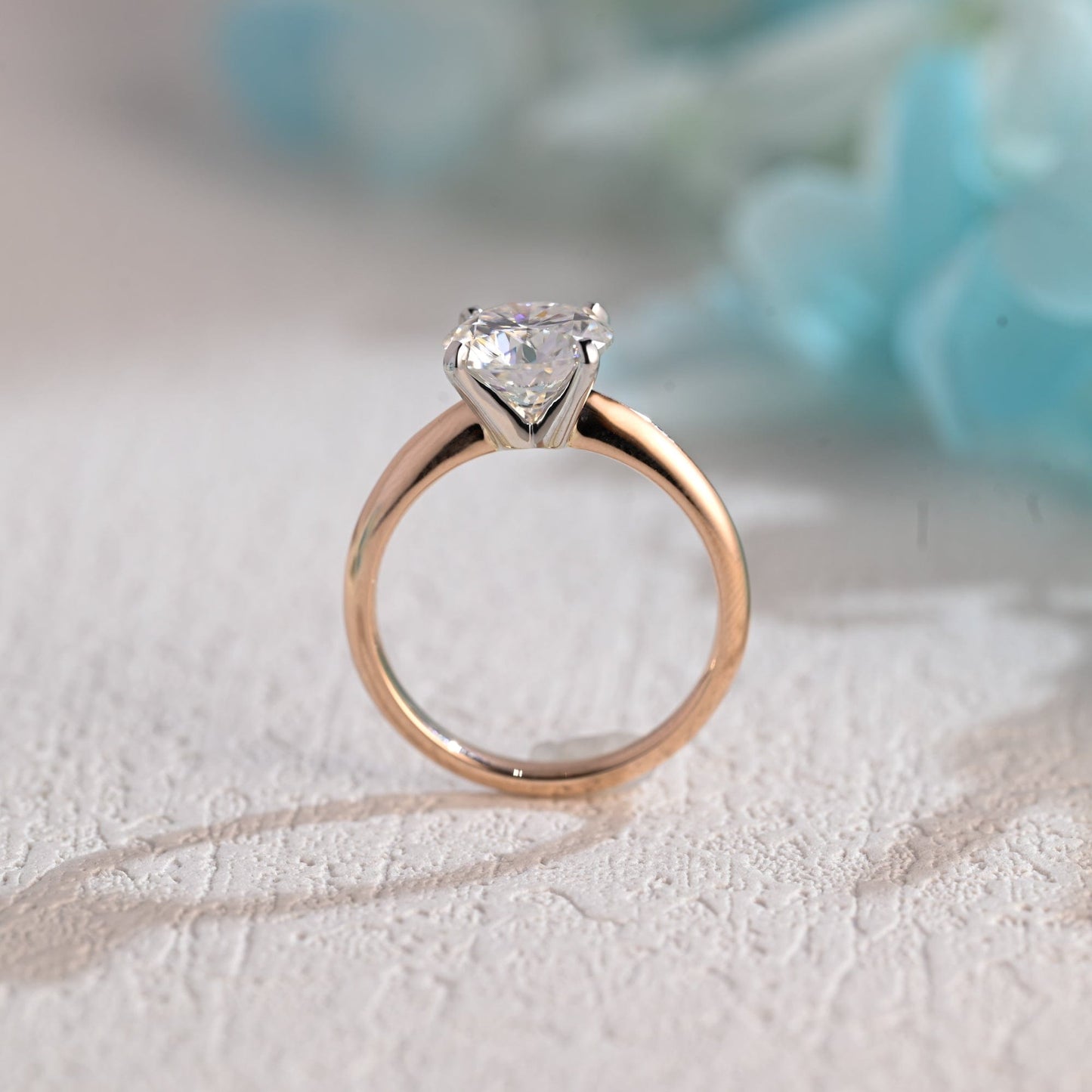 CausYou round cut moissanite engagement ring Solid Gold Two Tone Round Cut Moissanite Engagement Ring, Promise Ring, Proposal Ring, Gift for Women Wife