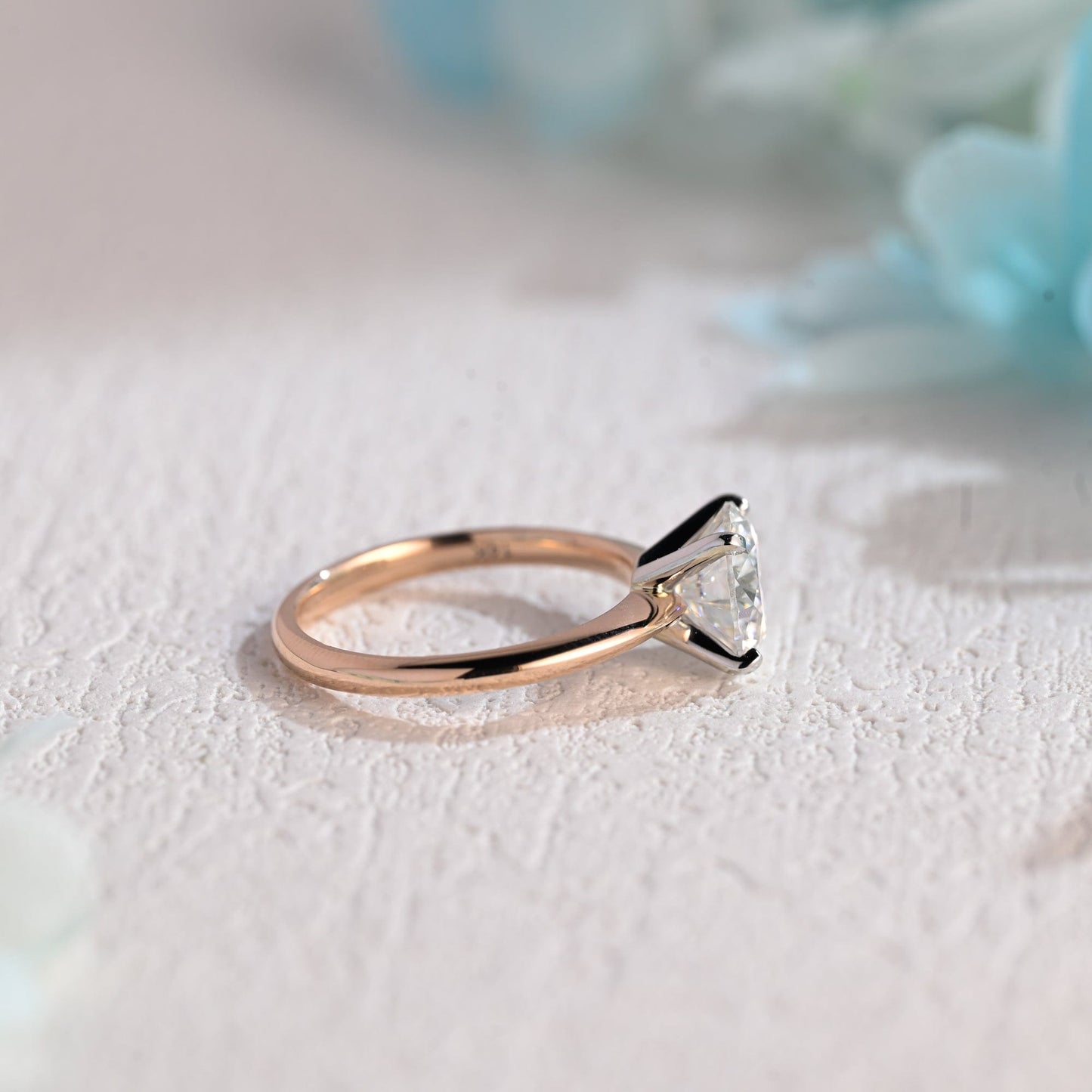 CausYou round cut moissanite engagement ring Solid Gold Two Tone Round Cut Moissanite Engagement Ring, Promise Ring, Proposal Ring, Gift for Women Wife