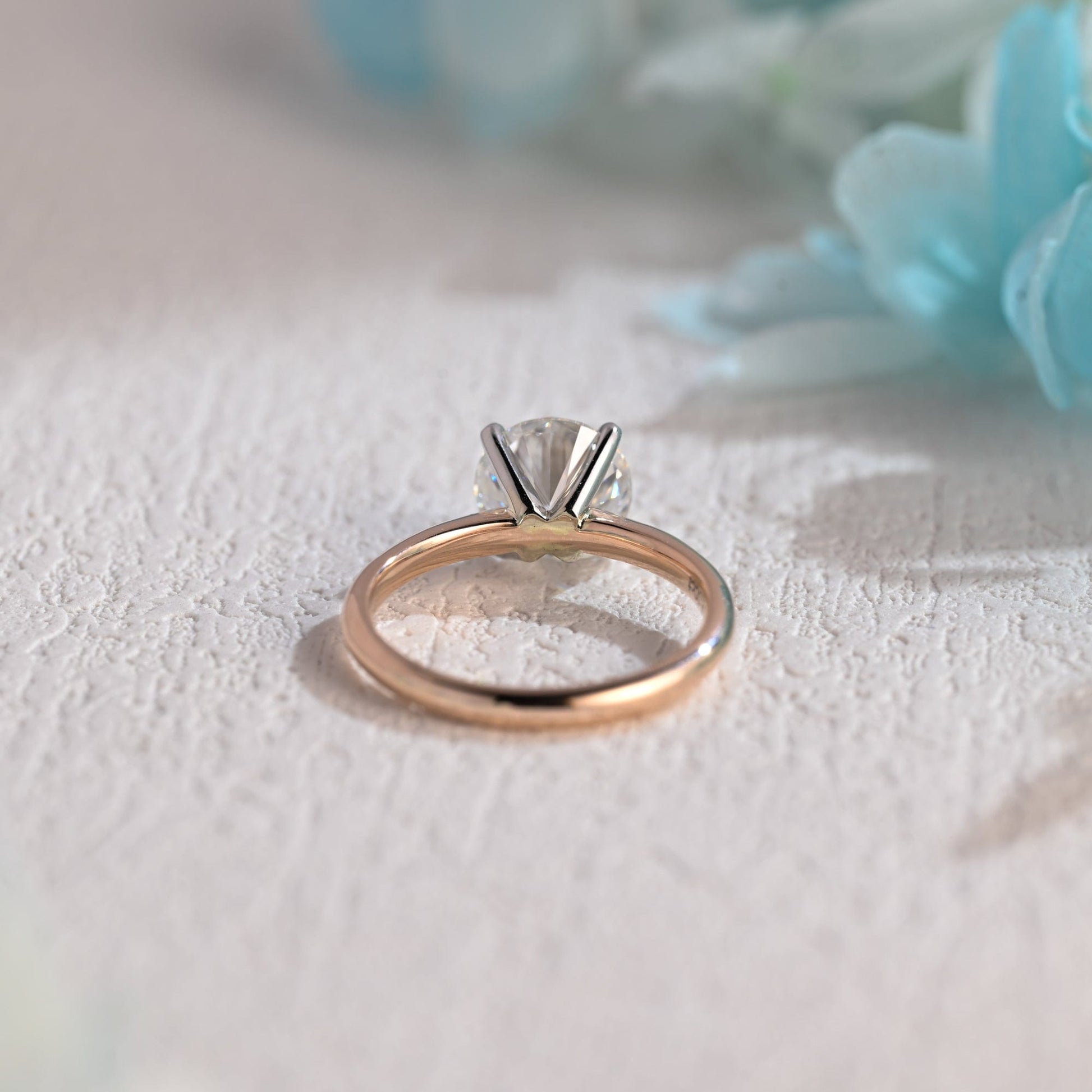 CausYou round cut moissanite engagement ring Solid Gold Two Tone Round Cut Moissanite Engagement Ring, Promise Ring, Proposal Ring, Gift for Women Wife