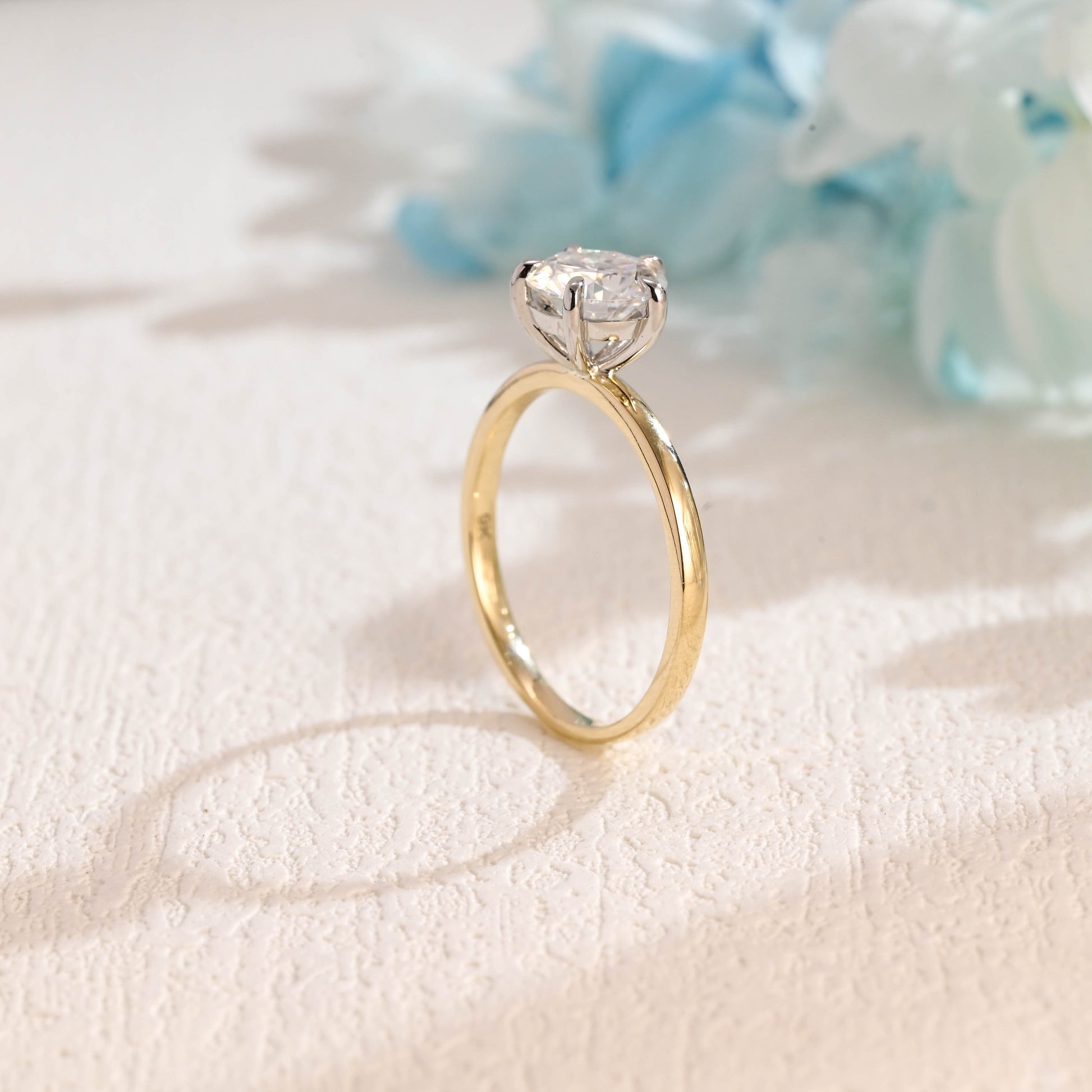 CausYou round cut moissanite engagement ring Solid Gold Two Tone Round Cut Moissanite Engagement Ring, Solitaire Promise Ring, Proposal Ring, Anniversary Gift for Women Wife