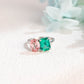 CausYou toi et moi engagement ring Solid Gold Toi Et Moi Ring, Lab Grown Emerald & Oval Cut Pink Sapphire Engagement Ring, Anniversary Gift