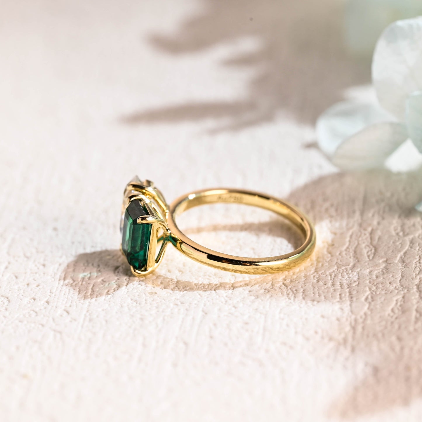 CausYou toi et moi engagement ring Solid Gold Toi et Moi Ring, Lab Grown Emerald & Pear Cut Moissanite Engagament Ring, Promise Ring, Gift for Women Wife