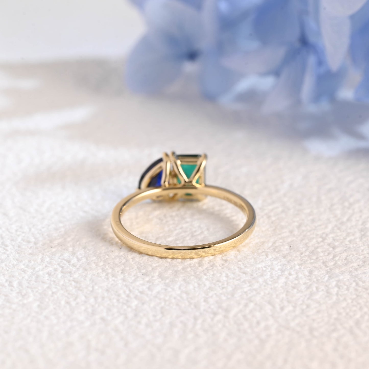 CausYou toi et moi engagement ring Solid Gold Toi Et Moi Ring, Lab Grown Emerald & Pear Cut Sapphire Engagement Ring, Promise Ring
