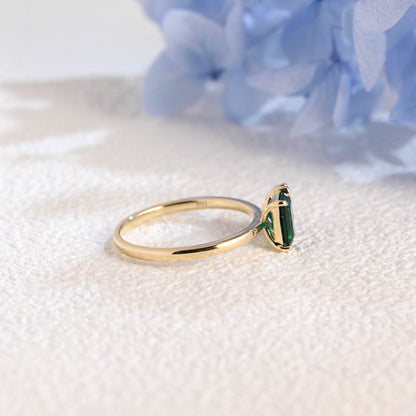 CausYou toi et moi engagement ring Solid Gold Toi Et Moi Ring, Lab Grown Emerald & Pear Cut Sapphire Engagement Ring, Promise Ring