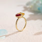 CausYou toi et moi engagement ring Solid Gold Toi Et Moi Ring, Lab Grown Pear Cut Ruby & Emerald Cut Yellow Quartz Engagement Ring, Promise Ring