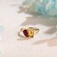 CausYou toi et moi engagement ring Solid Gold Toi Et Moi Ring, Lab Grown Pear Cut Ruby & Emerald Cut Yellow Quartz Engagement Ring, Promise Ring