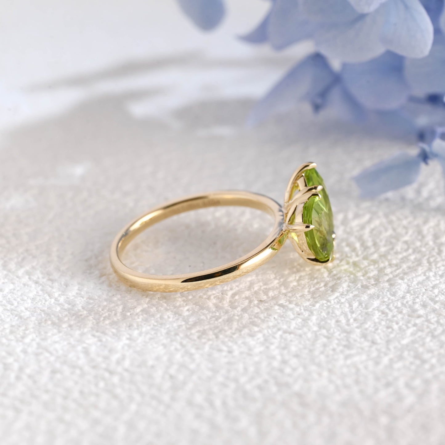 CausYou toi et moi engagement ring Solid Gold Toi Et Moi Ring, Marquise & Pear Natural Peridot Engagement Ring, Aug. Birthstone Ring